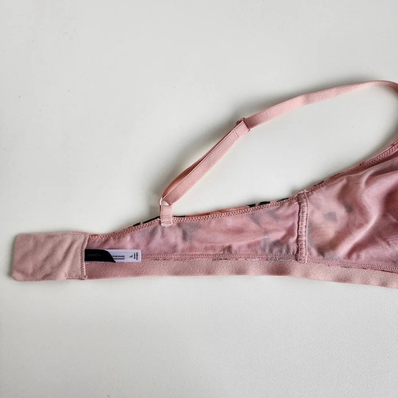 Express Intimates Pink Mesh Bra Soft Unlined Bralette Sz Large Pull Over L - Picture 9 of 12